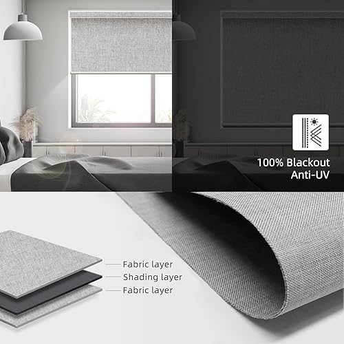 Miniatura 5 de SmartWings Persiana motorizada compatible con Homekit con rosca, persianas inteligentes 100% opacas con control remoto, persiana enrollable