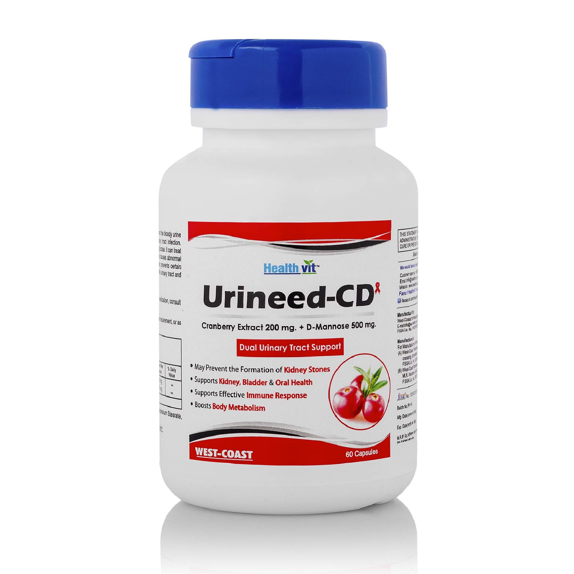 Healthvit Urineed-CD Cranberry Extract 200 mg + D-Mannose 500 mg Capsules - 60 Count (B07JKYWKRX) Amazon Price History, Amazon Price Tracker