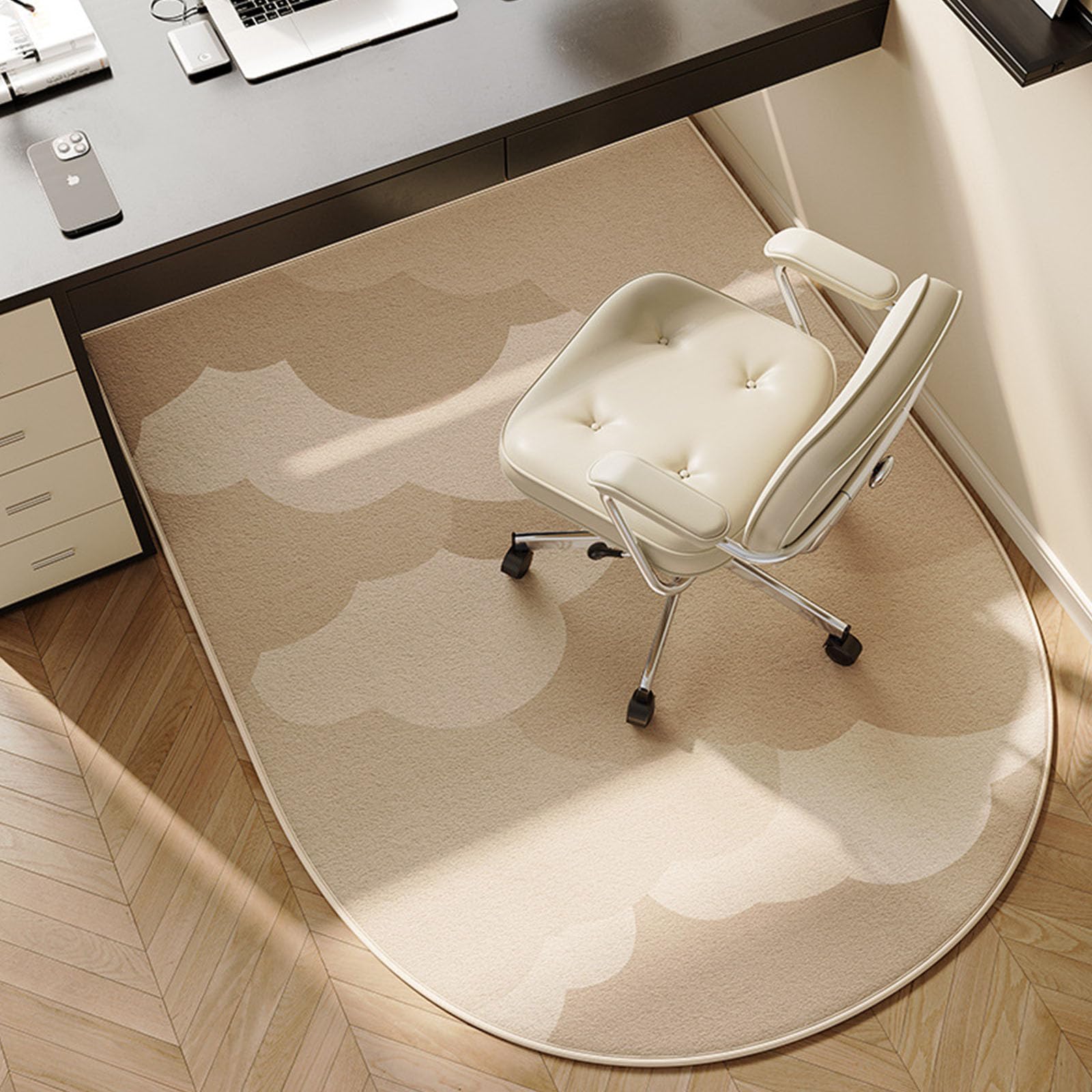 Odot Cream Style Office Chair Mat for Carpeted and Hardwood Floor Protector, Non-Slip Computer Gaming Rolling Chair Desk Mat Multi-Purpose Protection Carpet for Home Wooden Floors (Cloud,120 * 60cm)