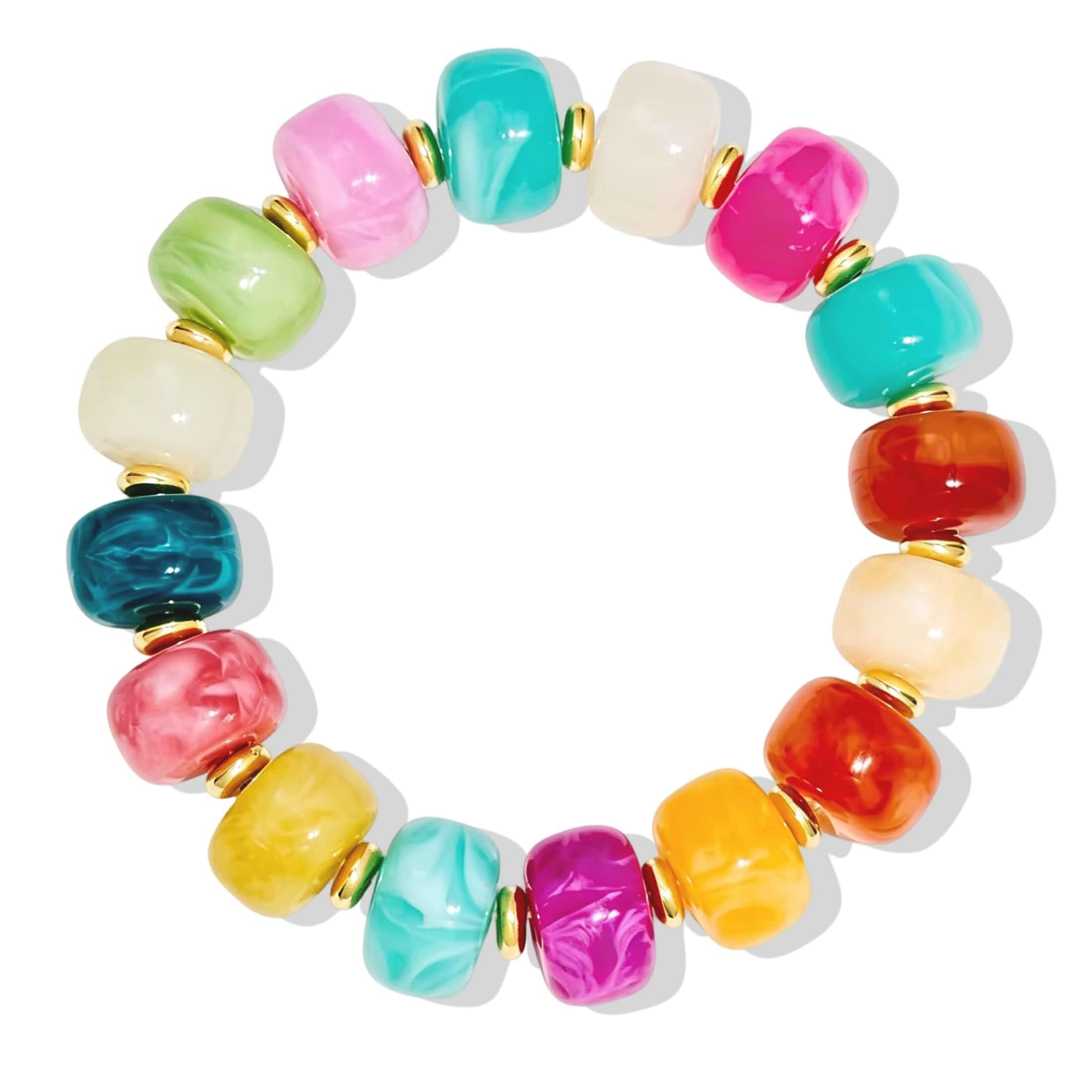 Bead Bracelet for Women Vibrant Color Resin Beads Bracelets Elastic Stretch Chunky Bracelet Boho Summer Beach Vacation Jewelry