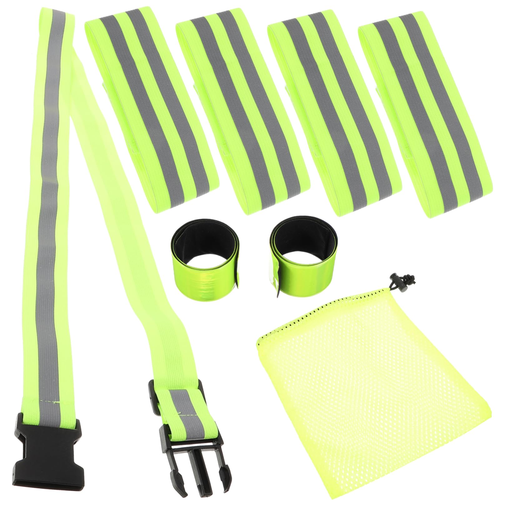 Happyyami Set di Nastri Riflettenti Verdi Polsino Cintura da Corsa Allenamento Bicipiti Fasce da Braccio per Telefono per La Corsa Sbarra Pellicola Riflettente Ad Alta Luminosità Green
