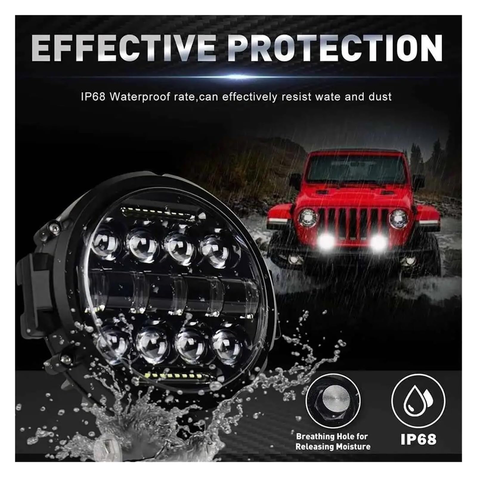 Luces Circulación Diurna Barra Luz LED Obra Para Coche 7 Pulgadas Lámpara Conducción Para Jeep Todoterreno Barco Tractor Camión 4x4 SUV UTV ATV Foco Led Antiniebla(1 uds)