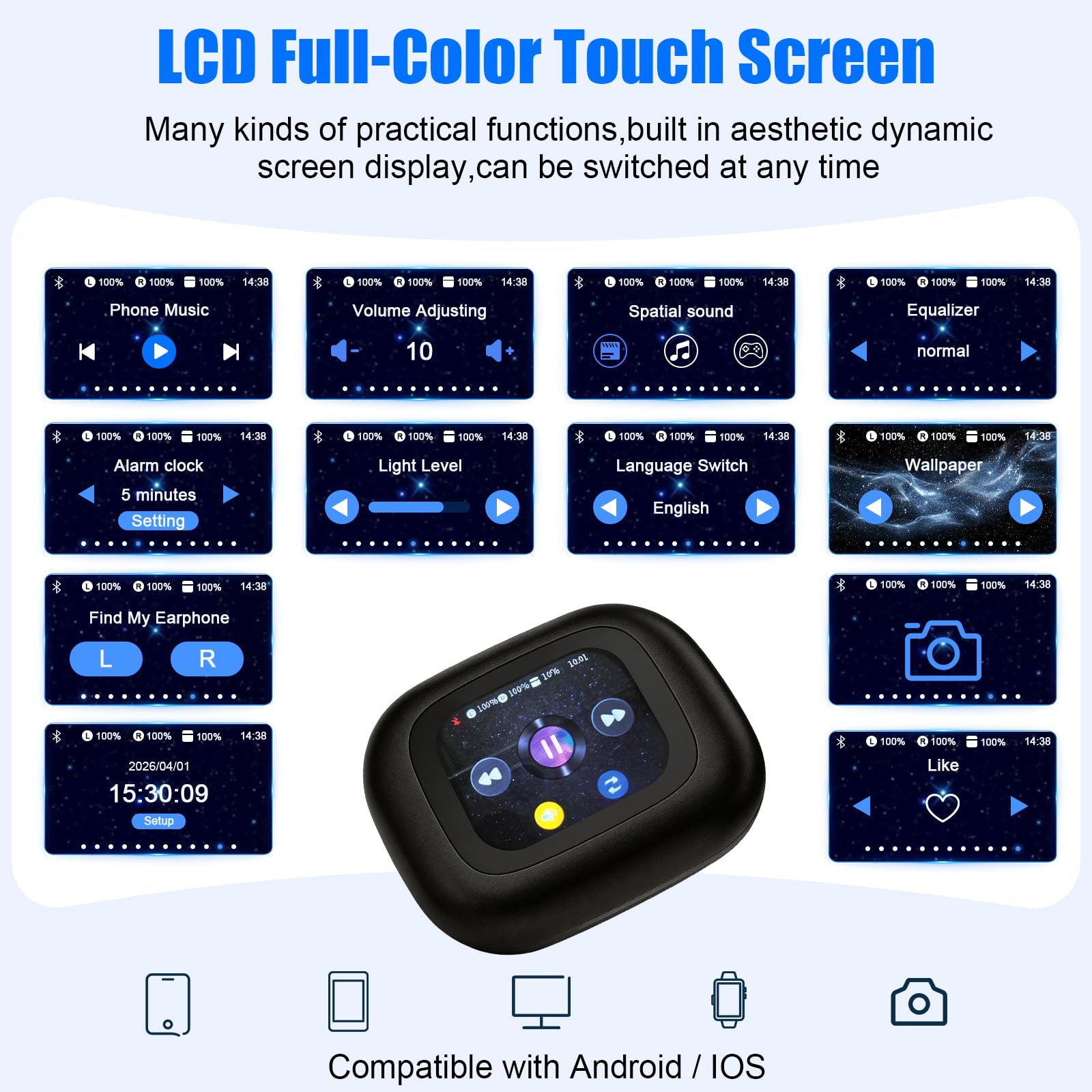 AI Ecouteur Traducteur Instantané 4 en 1 Temps Réel Traducteur Écouteurs 164 Langues 8 Modes Bluetooth 6.0 Écran LED
