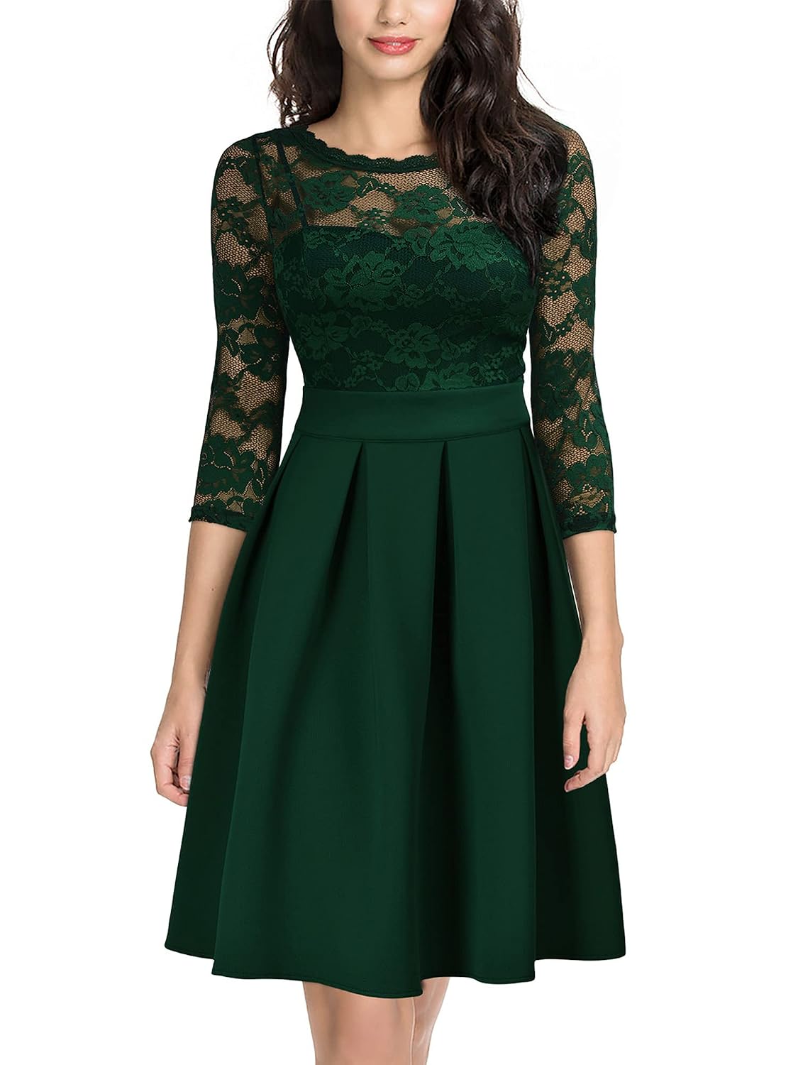 Miusol Women's Vintage Floral Lace 2/3 Sleeve Bridesmaid Party Dress - Review, Price and Buying Guide