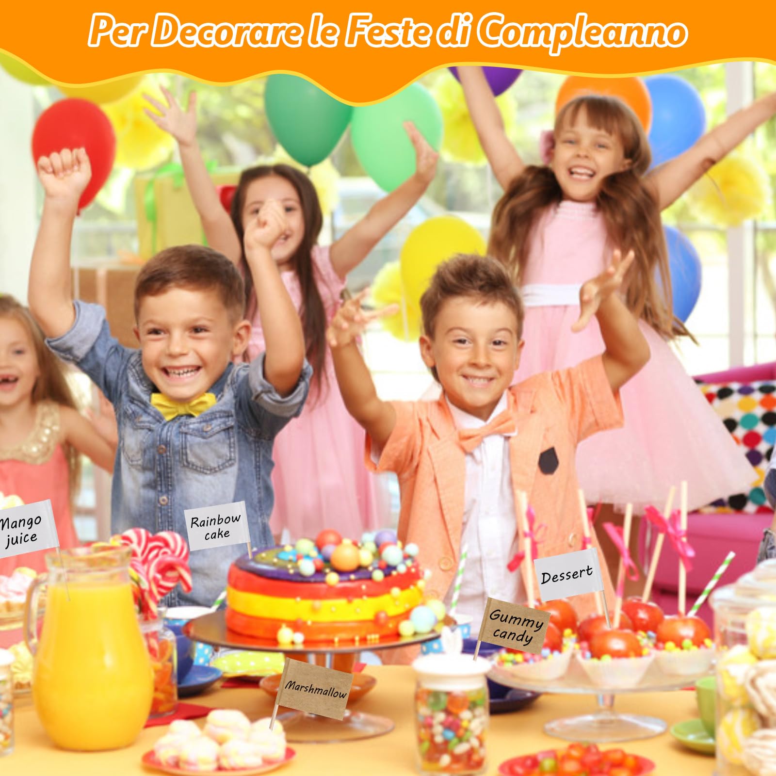 200 Bandierine in Carta Kraft Vuote per Stuzzicadenti, Etichette Decorativi Personalizzabili per Identificare Cocktail, Cupcake e Dessert con Stile, Ideale per Feste, Eventi e Buffet