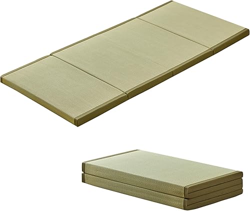 Miniatura 3 de HAGiHARA Tapete de tatami japonés, tapete plegable portátil de hierba Rush, colchón de futón tradicional para meditación, yoga, dormir o uso en