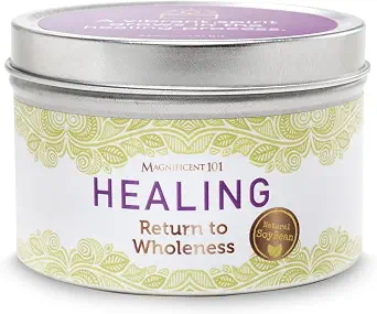 Magnificent 101 Healing & Manifestation Smudge Meditation Candle - 6 Oz Red Soy Wax - 35-Hour Burn - Infused with Palo Santo, Sandalwood, Sage & Lavender Oils