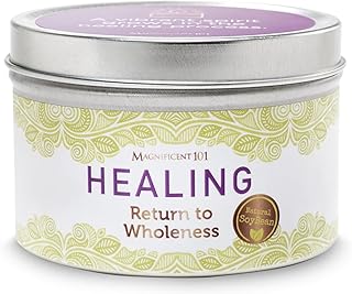 MAGNIFICENT 101 Healing & Manifestation Smudge Meditation Candle - 6 Oz Red Soy Wax - 35-Hour Burn - Infused with Palo Santo, Sandalwood, Sage & Lavender Oils - Aromatherapy Candle