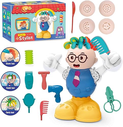 Cuts Stylist - Juego de herramientas de peluquería, juegos de masa de color para niños de 4 a 8 años, juegos de juguetes de simulación para niños de