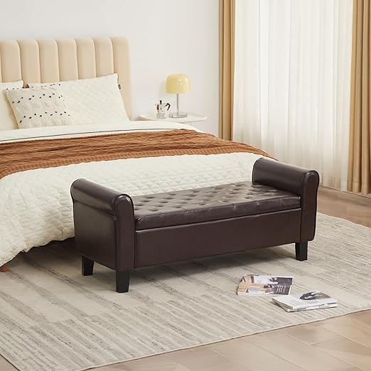 Merdoo 51'' Storage Bench for Bedroom End of Bed, Leather End of Bed Storage Bench