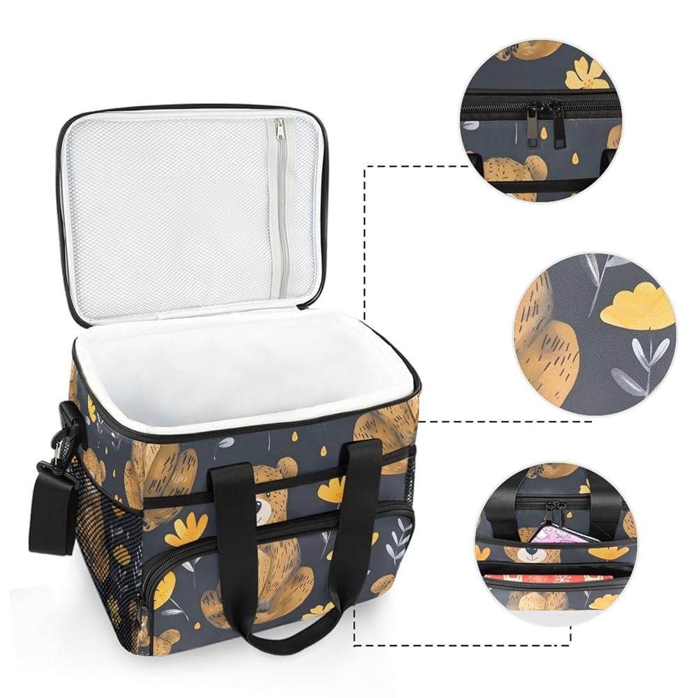 Amazon.com : Flowers Bears Yellow Black Cooler Bag Insulated