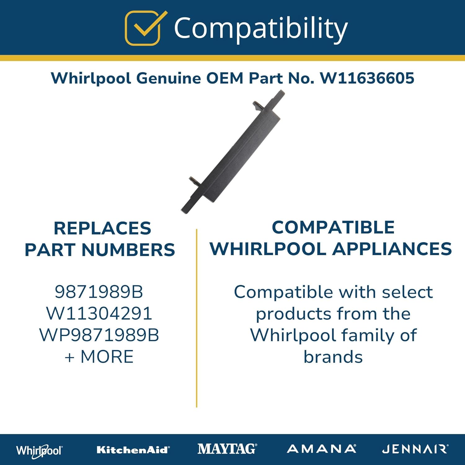 Whirlpool W11636605 W11620570 OEM Trash Compactor Foot Pedal, Black