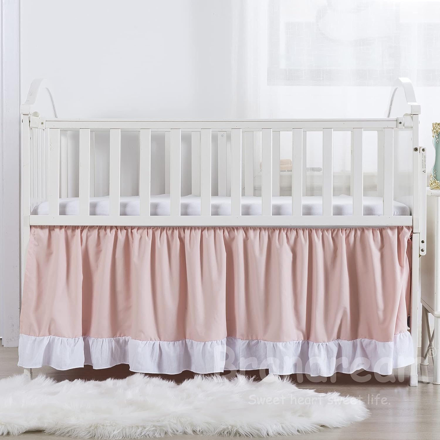 Brandream Girls Nursery Bedding Pink Baby Bedding Princess Ruffle Crib Blanket Set 3 Piece