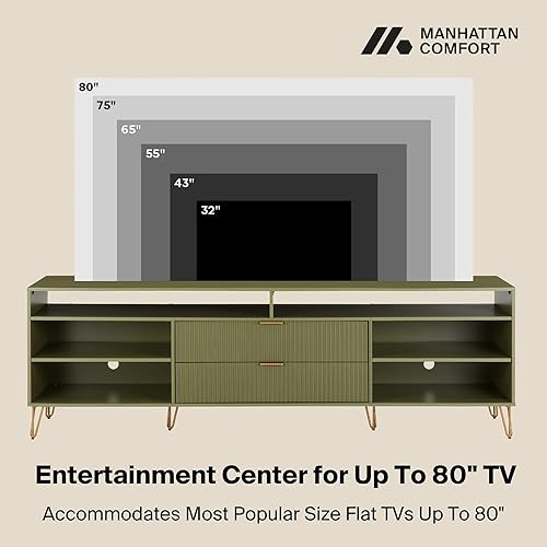 Miniatura 5 de Manhattan Comfort Dumbo - Soporte de TV moderno de mediados de siglo para televisores de hasta 80 pulgadas, centro de entretenimiento en casa con