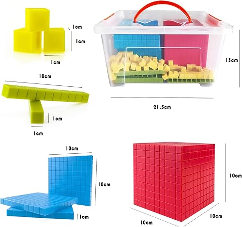 Miniatura 5 de Juego de diez bloques de base  121 piezas base 10 juegos de aprendizaje de matemáticas manipulativas enseñan a los niños el volumen, valor de lugar