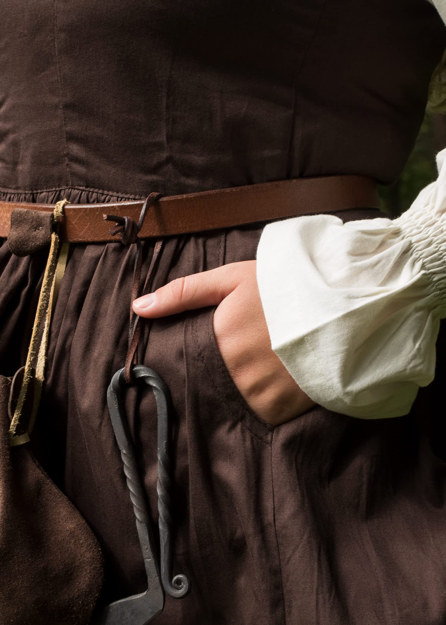 Battle-Merchant Lene sukienka dla kobiet bez rękawów, średniowieczna sukienka na ramiączkach, sukienka dla chłopców, z bawełny, brązowa/czerwona/zielona, S/M/L/XL/XXL, brązowy, XL