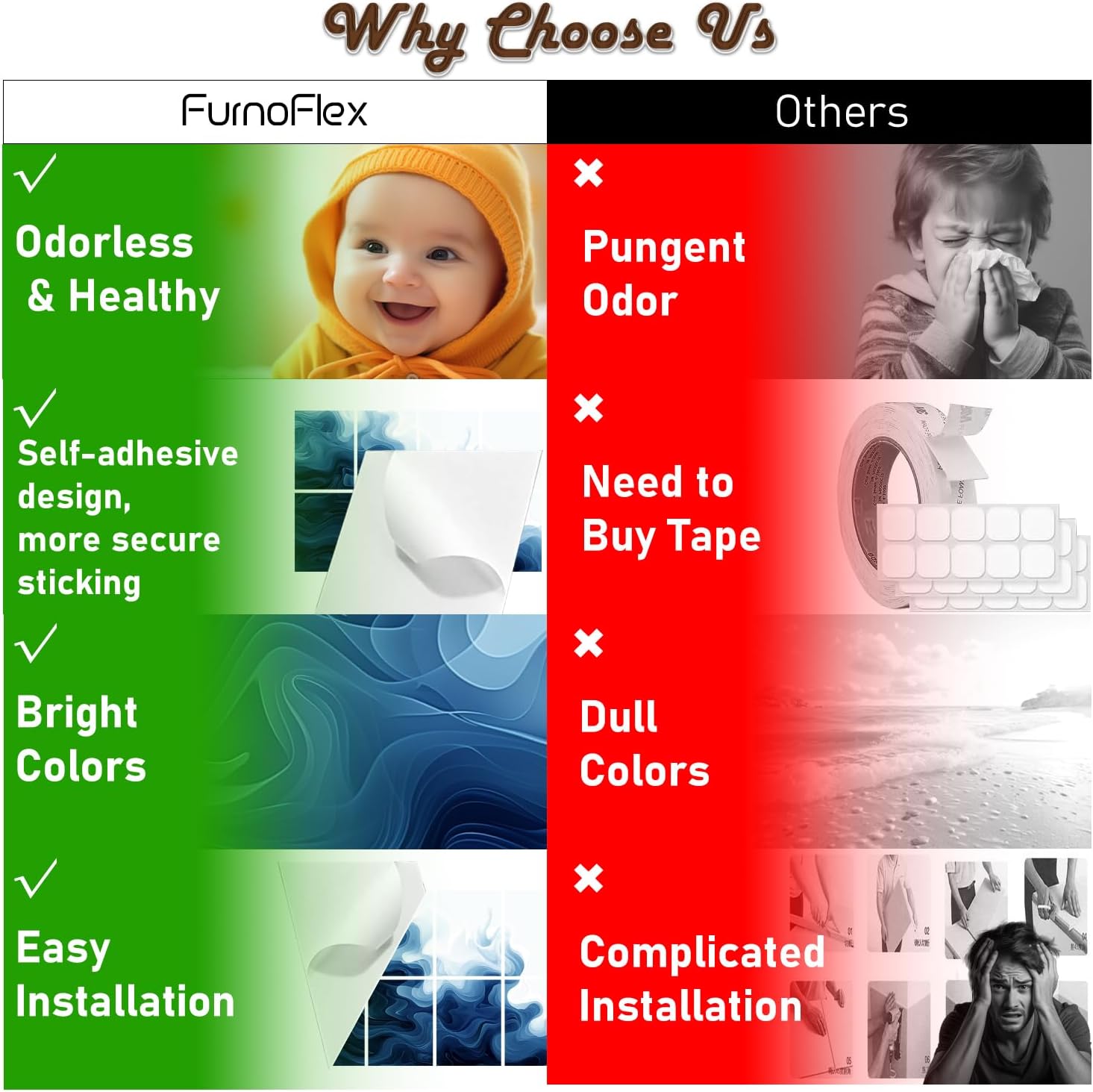 FurnoFlexArt Acoustic Panels Tiles Decorative Room Sound Proof Foam Absorbing Panels Noise Dampening Canceling Reducing Blocker for Walls (Smoke Tide)