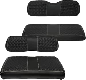 Golf Cart Rear Seat Covers - Replacement Cushion Cover For EZGO, Club Car, Yamaha - Diamond Stitch Vinyl