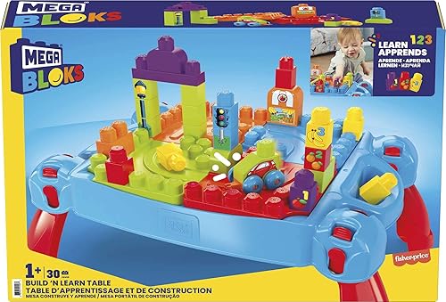 Miniatura 6 de Mega Bloks First Builders Build 'n Learn Mesa con grandes bloques de construcción, juguetes de construcción para niños pequeños (30 piezas)