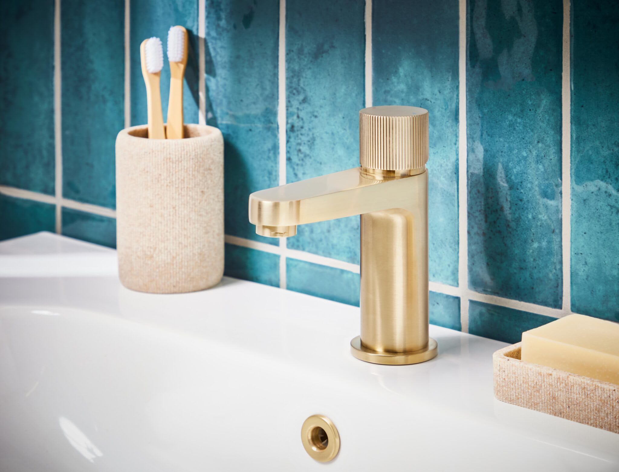 Corso Bathrooms Brushed Brass Manga Mono Basin Mixer | Mono Basin Mixer | Finish | Basin Tap | Brass Finish |