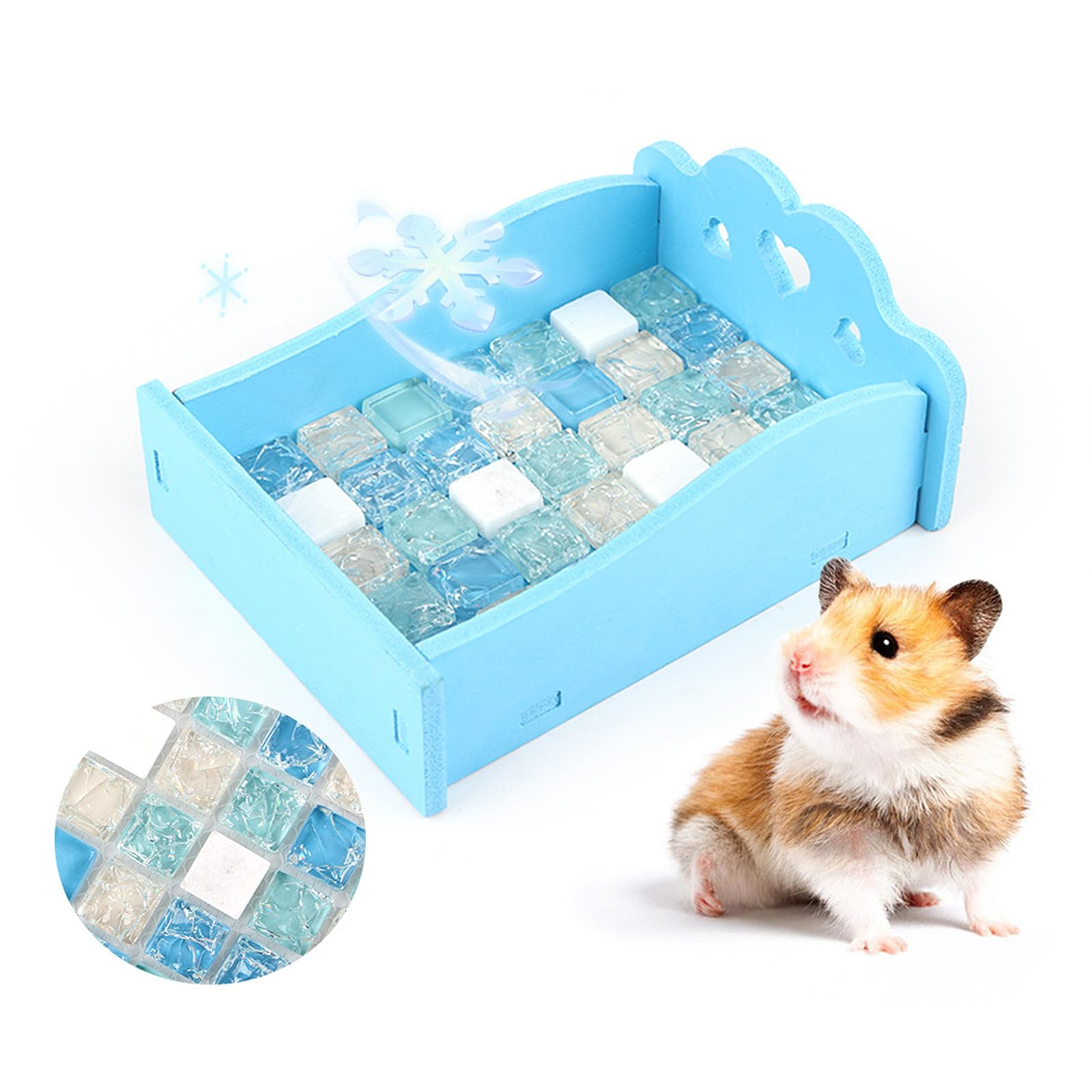 Cama refrescante de verano para hámster con alfombrilla de piedra de enfriamiento de cristal para animales pequeños, cama de piedra de enfriamiento duradera de 13,5 x 10,5 cm, fácil de limpiar en