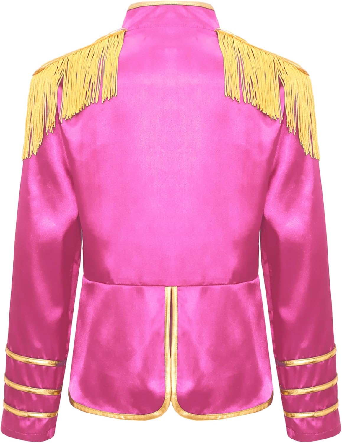 Kids Unisex Royal Honor Guard Outfits Marching Band Drummer Uniform Long Sleeve Fringe Tassel Jacket Coat Hot Pink 16 Years