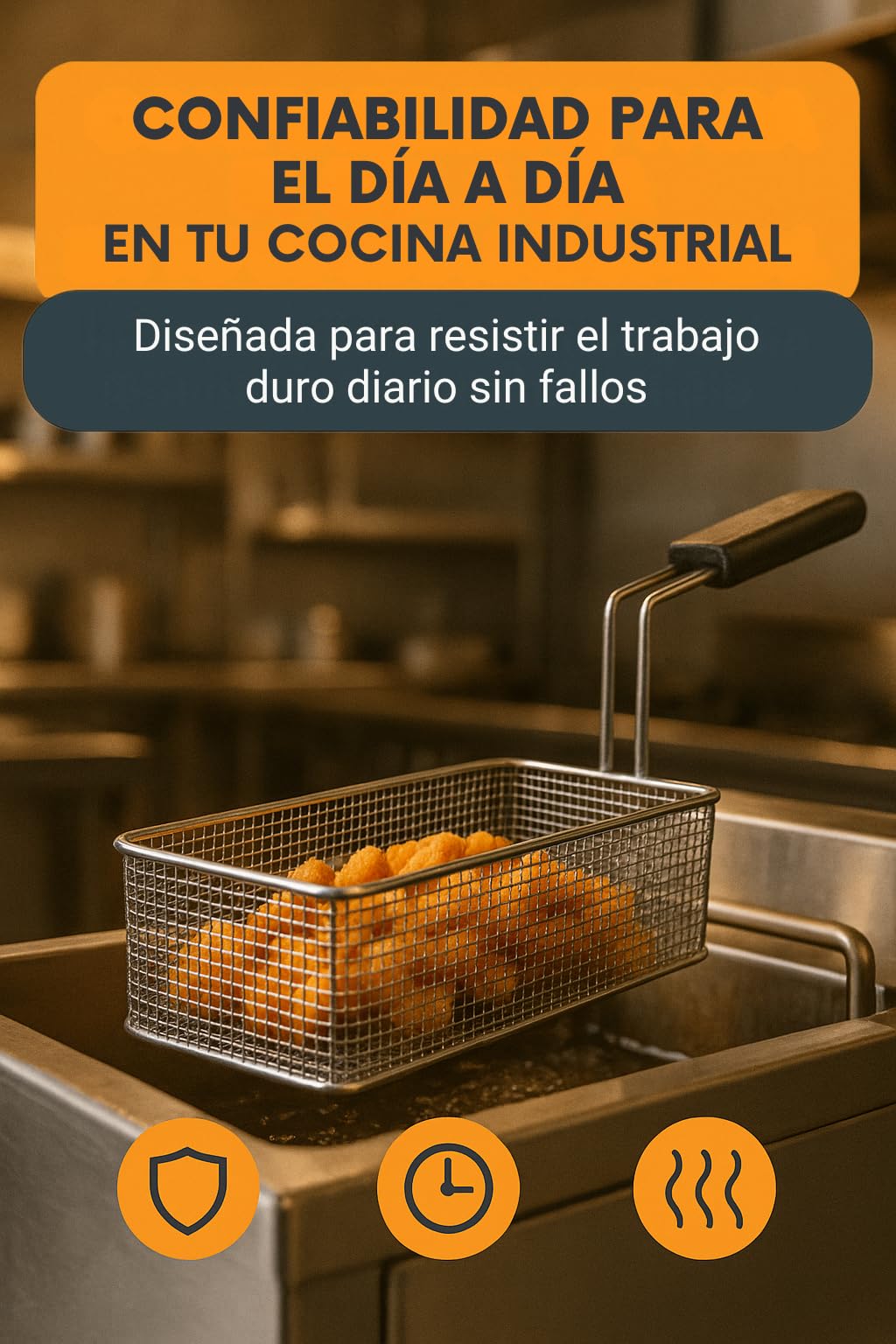 RO Linea Blanca ® Cesta Freidora Industrial Compatible Con Elframo Repagas Acero Inoxidable Mango Fijo Alto Medidas 215x375x120mm Repuesto Profesional Fritura Profunda Hosteleria Universal