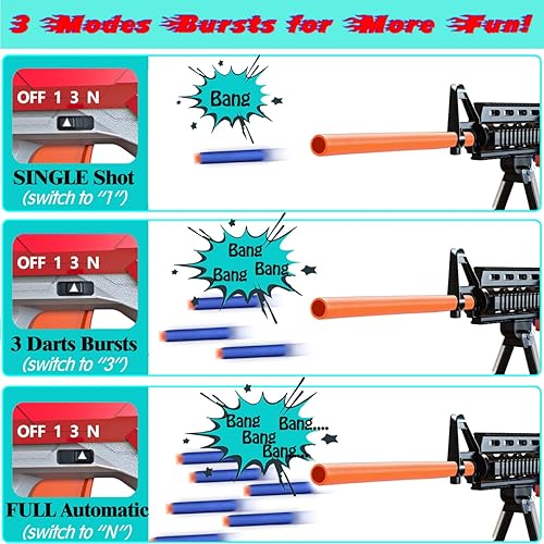 Miniatura 3 de Pistola de juguete para pistolas Nref, balas, rifle de francotirador automático, 3 modos de pistola de espuma de juguete con chaleco táctico,