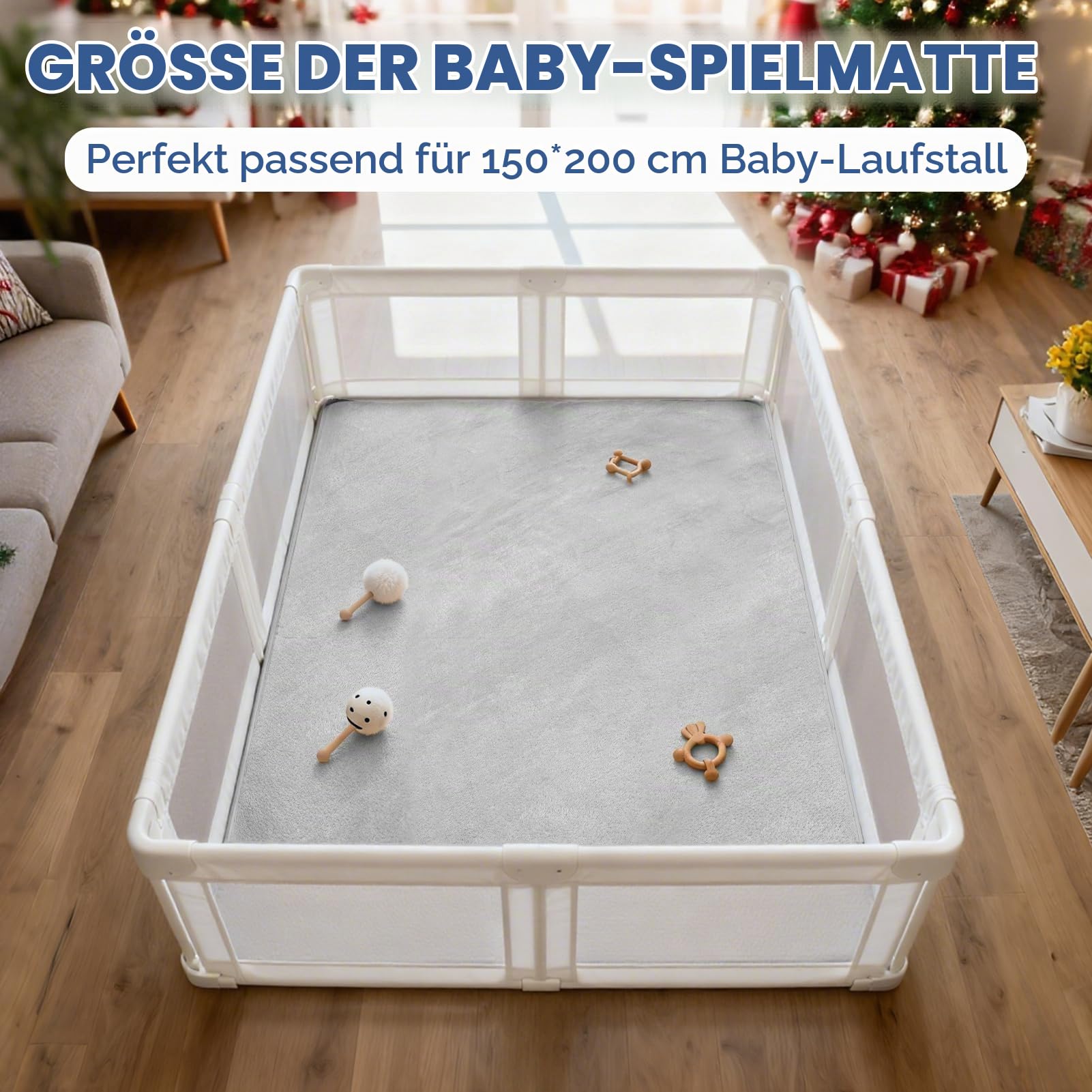LZDMY Große Spielmatte Baby Spieldecke, 200x150x3cm Dicke Krabbelmatte, Spielteppich mit Rutschfester Unterseite & Weicher Kurzflor - Teppich für Kinderzimmer Wohnzimmer, Geschenk Geburtstag Ostern