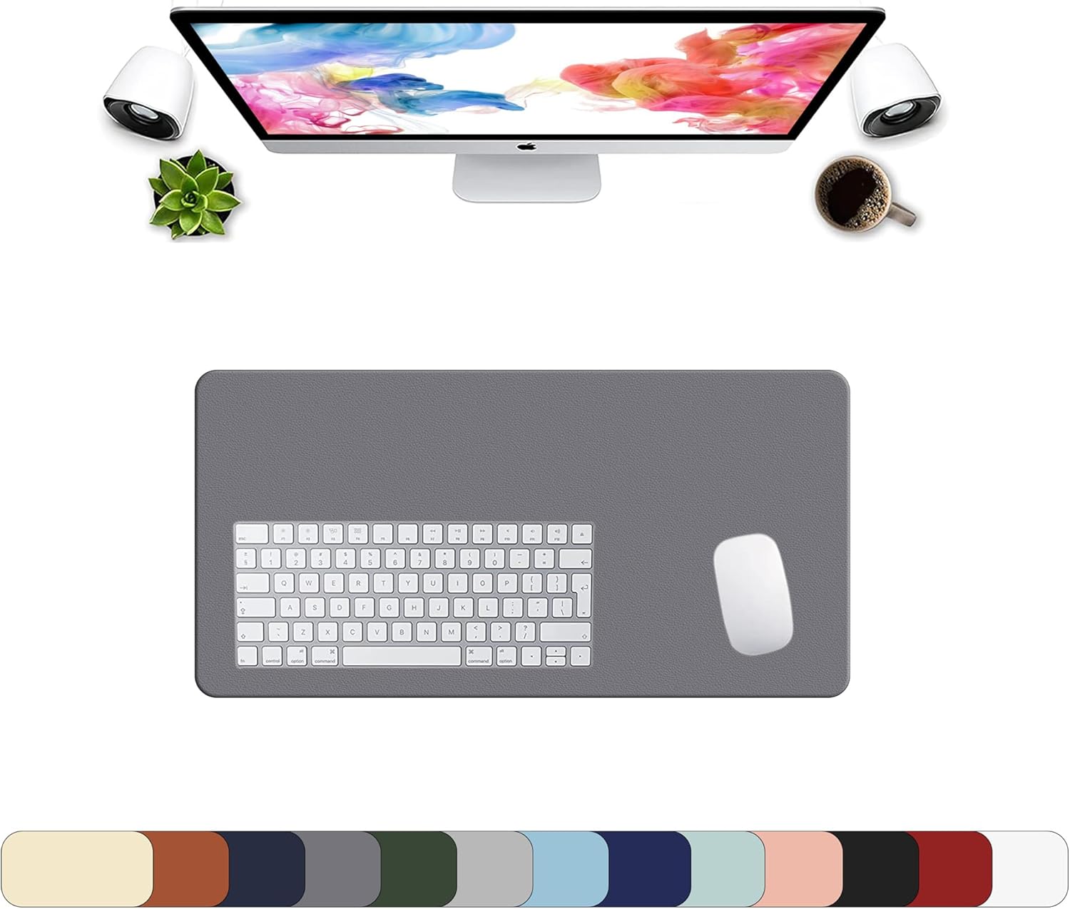 LL-COEUR XXL Leather Mouse Pad Gaming Keyboard Mat Waterproof Table Mat (Dark Gray, 600 x 300 x 2 mm)