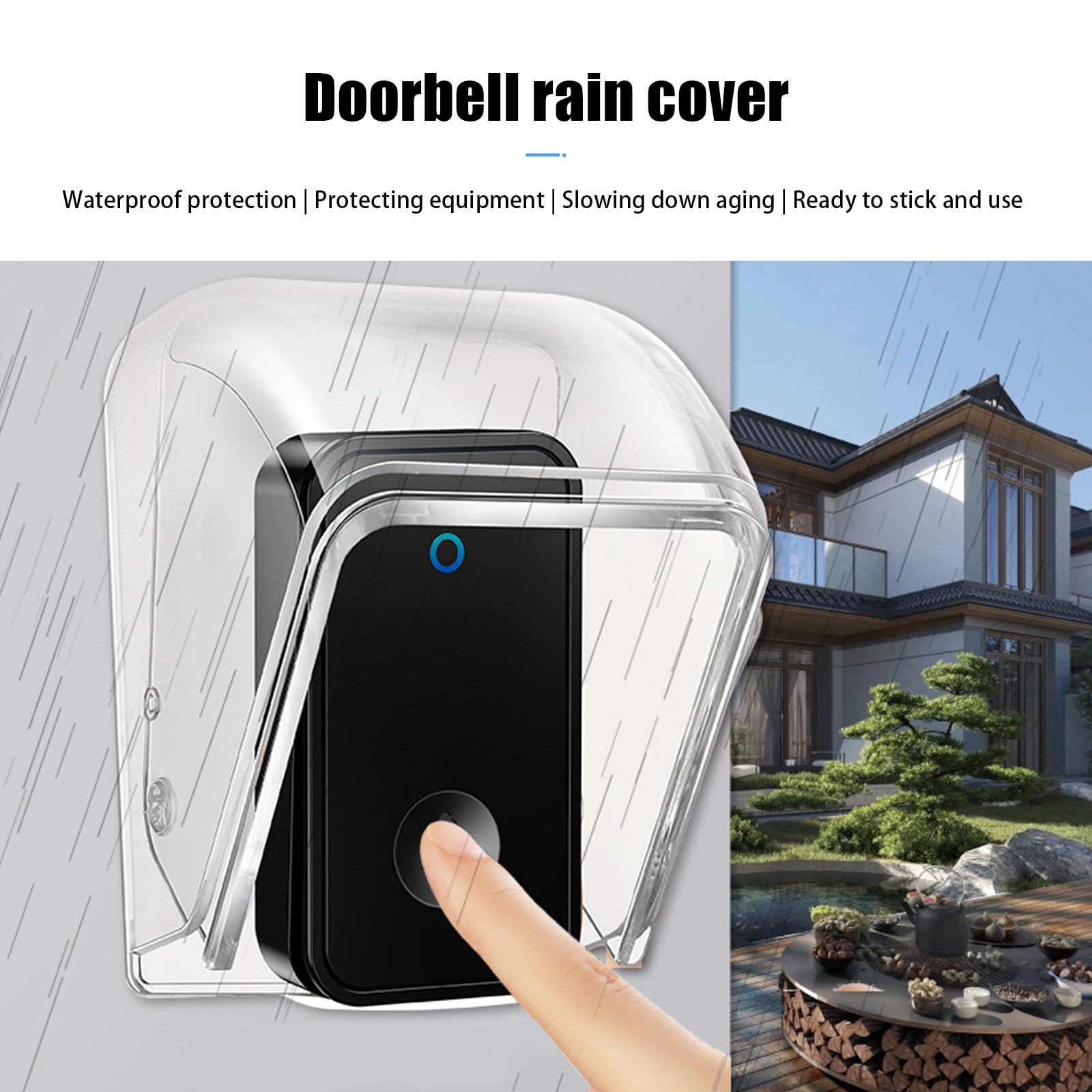 Doorbell Rain Cover, Flip-up wodoszczelna osłona z tworzywa sztucznego, zestaw dzwonków do drzwi, łatwa instalacja, obudowa na dzwonek do drzwi, bezprzewodowy dzwonek do drzwi (9,7 x 6,4 x 6,4 cm)