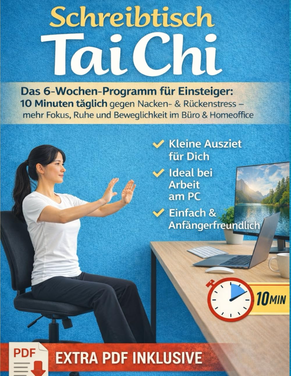 Schreibtisch Tai Chi: Das 6-Wochen-Programm für Einsteiger: 10 Minuten täglich gegen Nacken- & Rückenstress – mehr Fokus, Ruhe und Beweglichkeit im Büro & Homeoffice