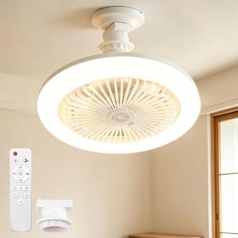 ATOPSUN Ceiling Fan Light, Light with Fan, LED Ceiling Fan, Small Fan, Ceiling, 24W, 100W Equivalent, 2,000 LM, E26 Base, DC 