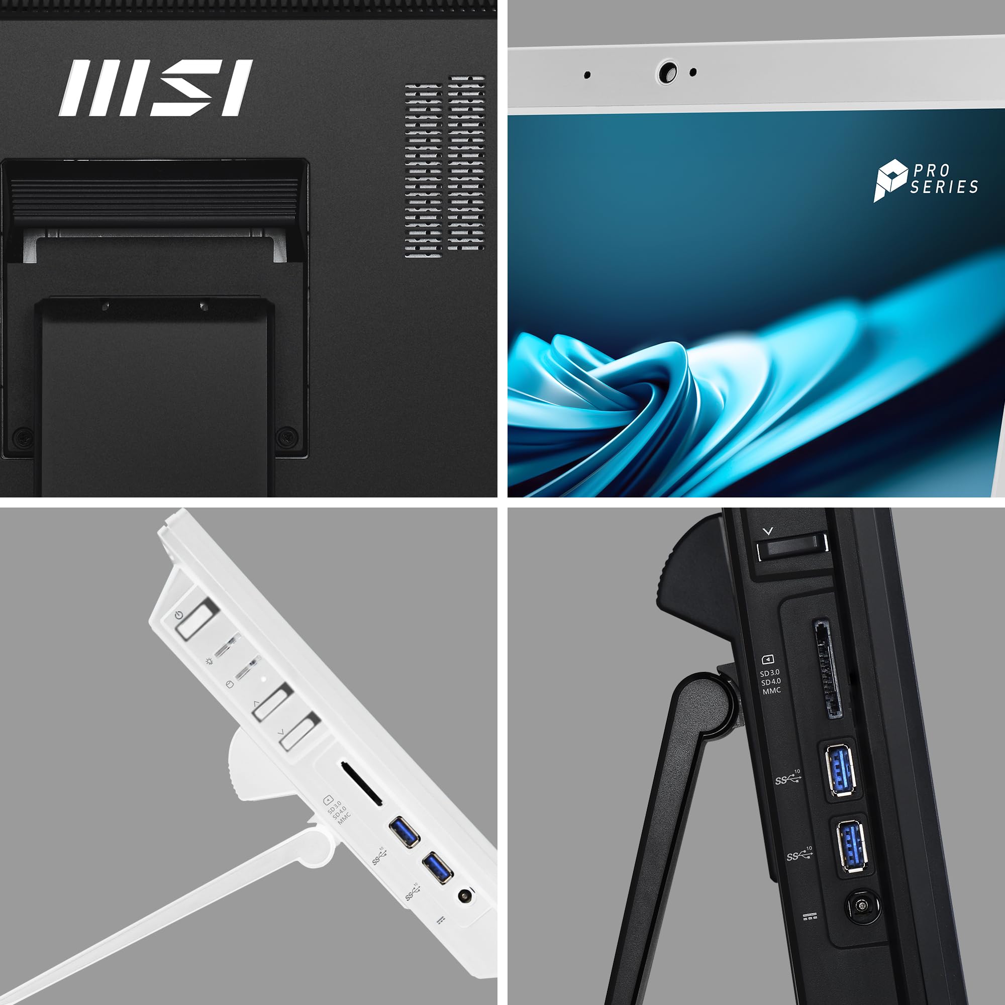 MSI PRO AP162T ADL-019DE AIO Desktop-PC, 15,6“ FHD IPS, Intel N100 CPU, 4 GB DDR4 RAM, 128GB PCIe NVMe SSD, WiFi 6E, Webcam & Lautsprecher - Tastatur, Maus, Windows 11 Pro - Schwarz - 4