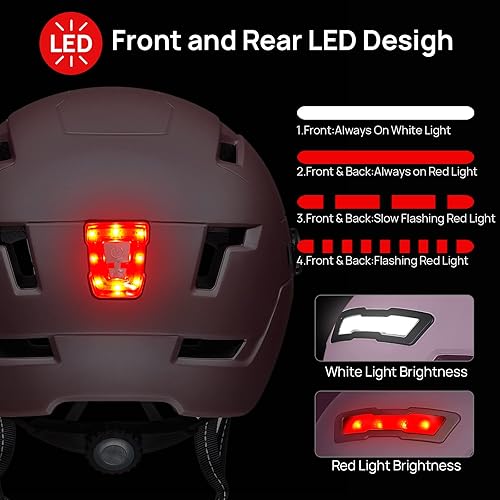 Miniatura 15 de ILM Casco de bicicleta para adultos con luz LED recargable por USB, luz delantera y trasera, cascos de bicicleta de montaña y carretera, para Mate