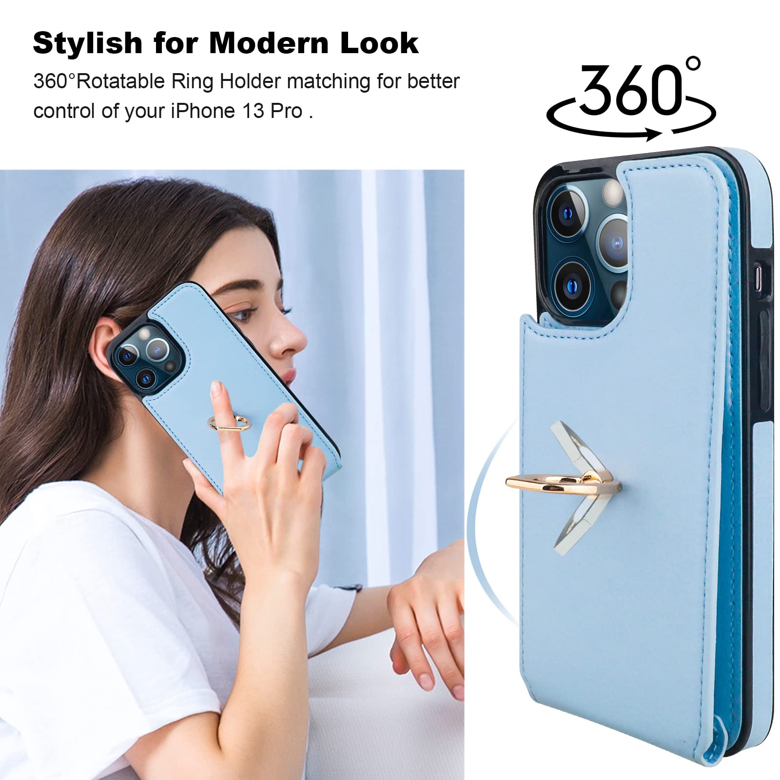 Folosu Compatible With Iphone 13 Case Wallet With Card Holder, 360