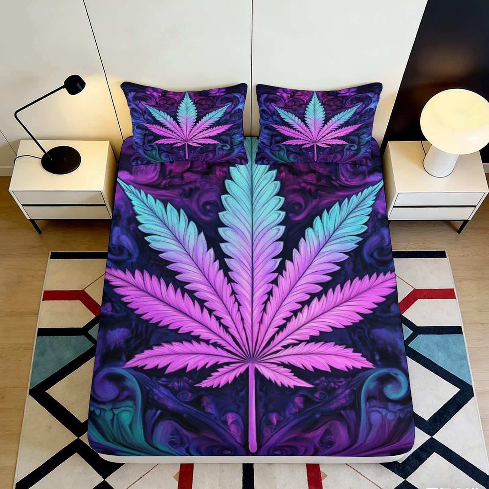3D Printed Tribal Geometric Fitted Sheet Microfiber Elastic Hem Bedroom Set Ethnic Mattress Fitted Cover Deep Pocket Non-Slip 180x200x25cm