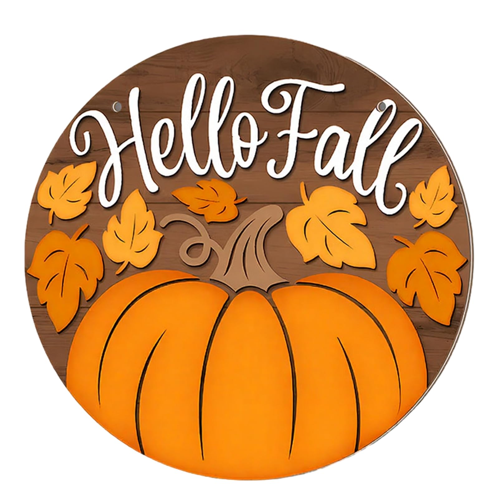 Pasisuu Wooden Autumn Welcome Sign – Fall Door Hanger with Pumpkin Leaves and Hello Fall Print, Double-sided Hemp Rope Outdoor Decoration for Porch A