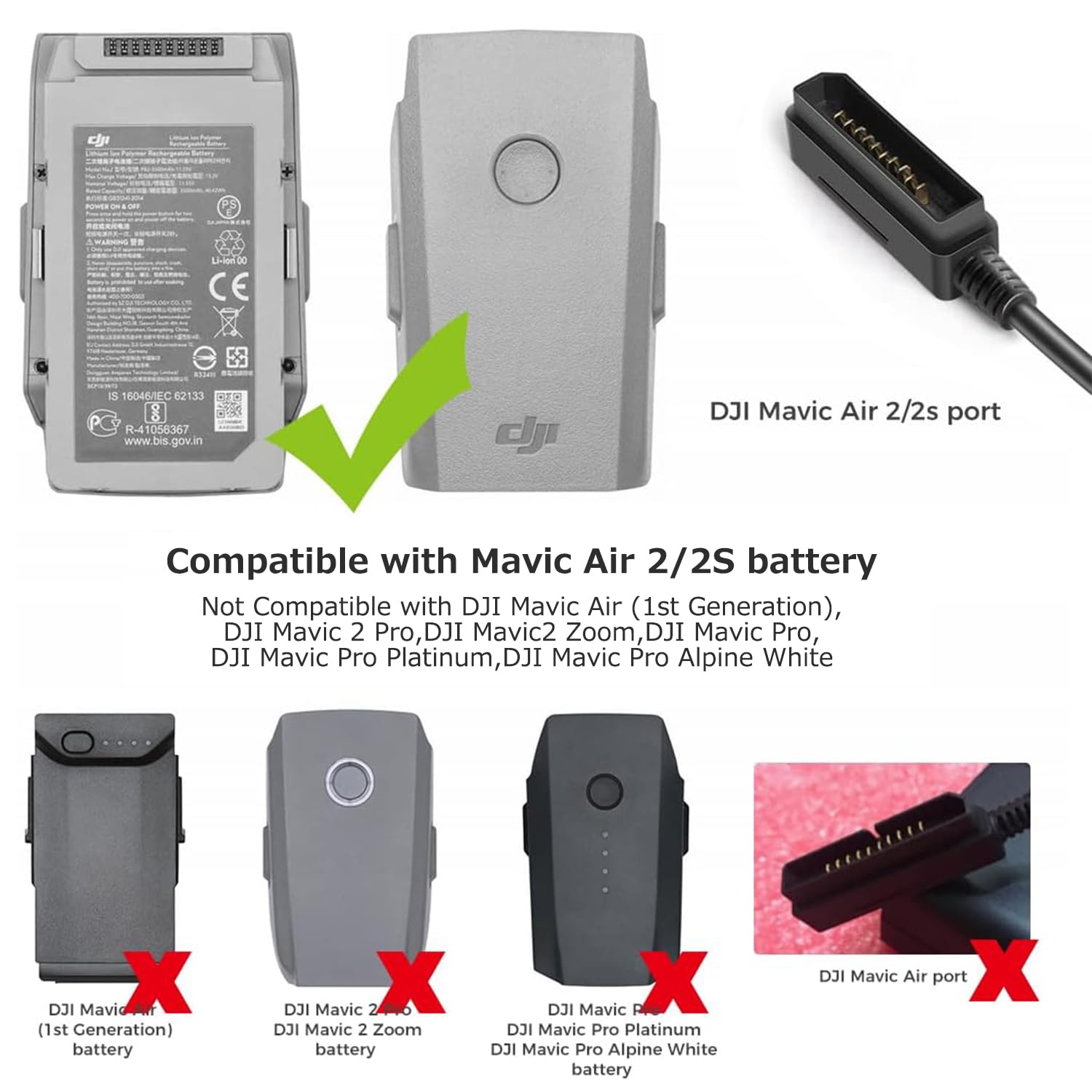 KFD Bloc d'alimentation 13,2 V 2,82 A pour DJI Mavic Air 2, DJI Mavic Air 2S DJI Air 2S Fly ‎More ‎Combo Drone Caméra, Mavic Air 2 Fly More Combo Accessoire de drone Chargeur de batterie Power Supply