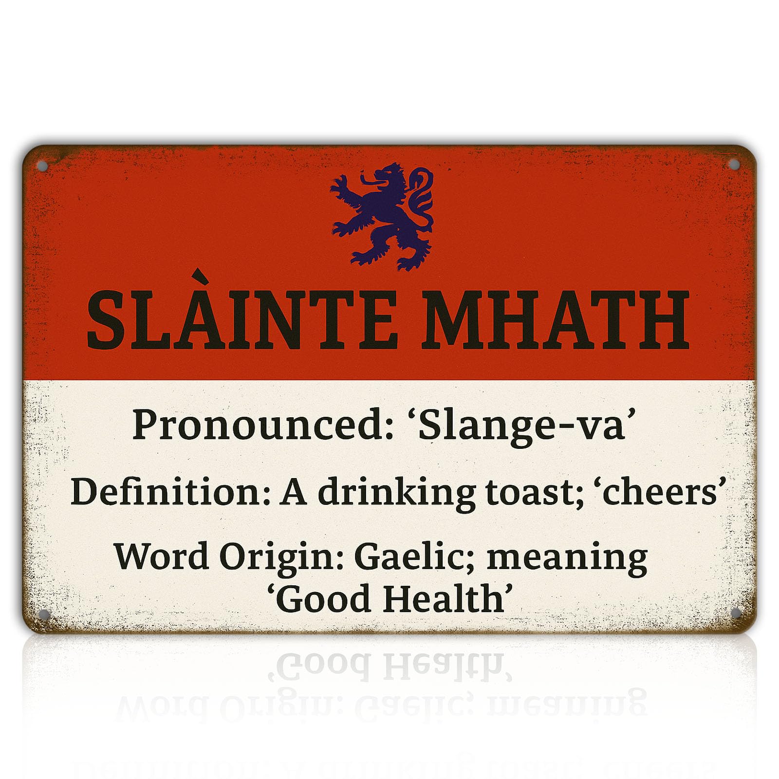 Slàinte Mhath Tin Sign 8x6 Inch Scottish Gaelic Cheers Vintage Irish Pub Wall Decor for Bar Kitchen or Home Metal Slainte Gifts & Decorations