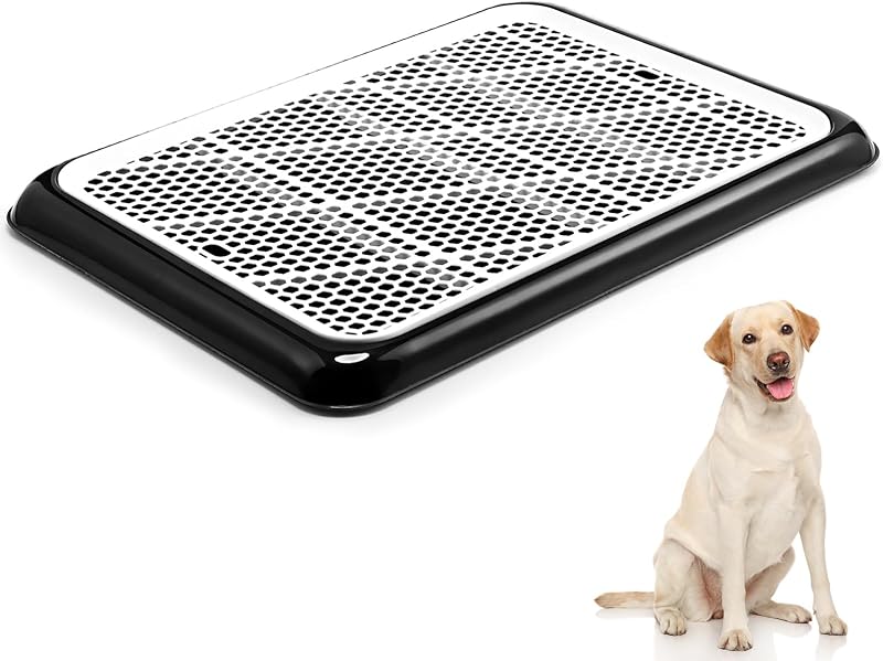 Caixa de Areia para Cães com Grade e Bandeja Removível Mifoci Preta 65,02 x 48 x 3,05 cm