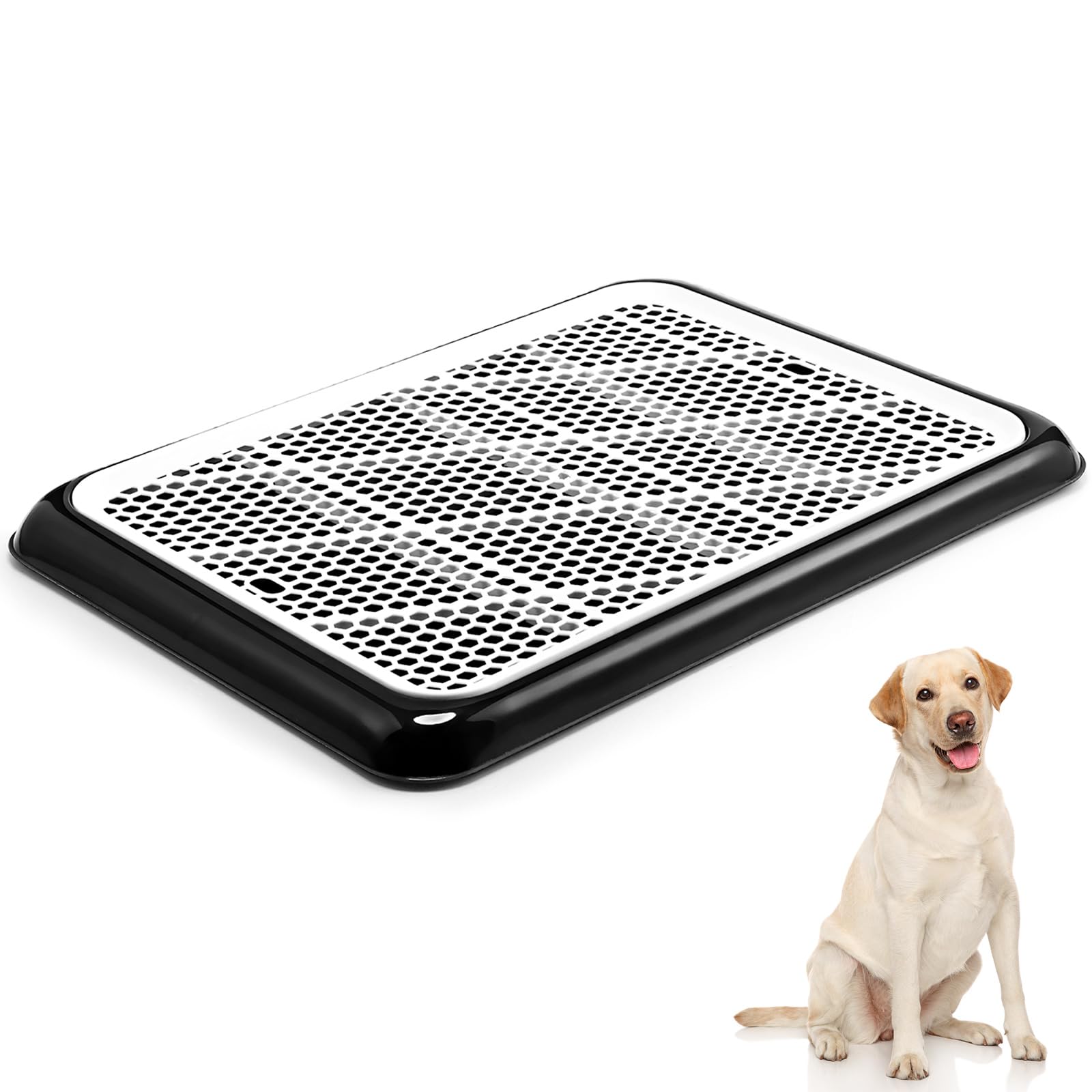 Mifoci Dog Pee Pad Holder Potty Tray Portable Dog Litter Box Toilet Training for Indoor Outdoor Small Medium Large Pet Puppy(Black,25.59 x 18.9 Inches,2 Pcs)