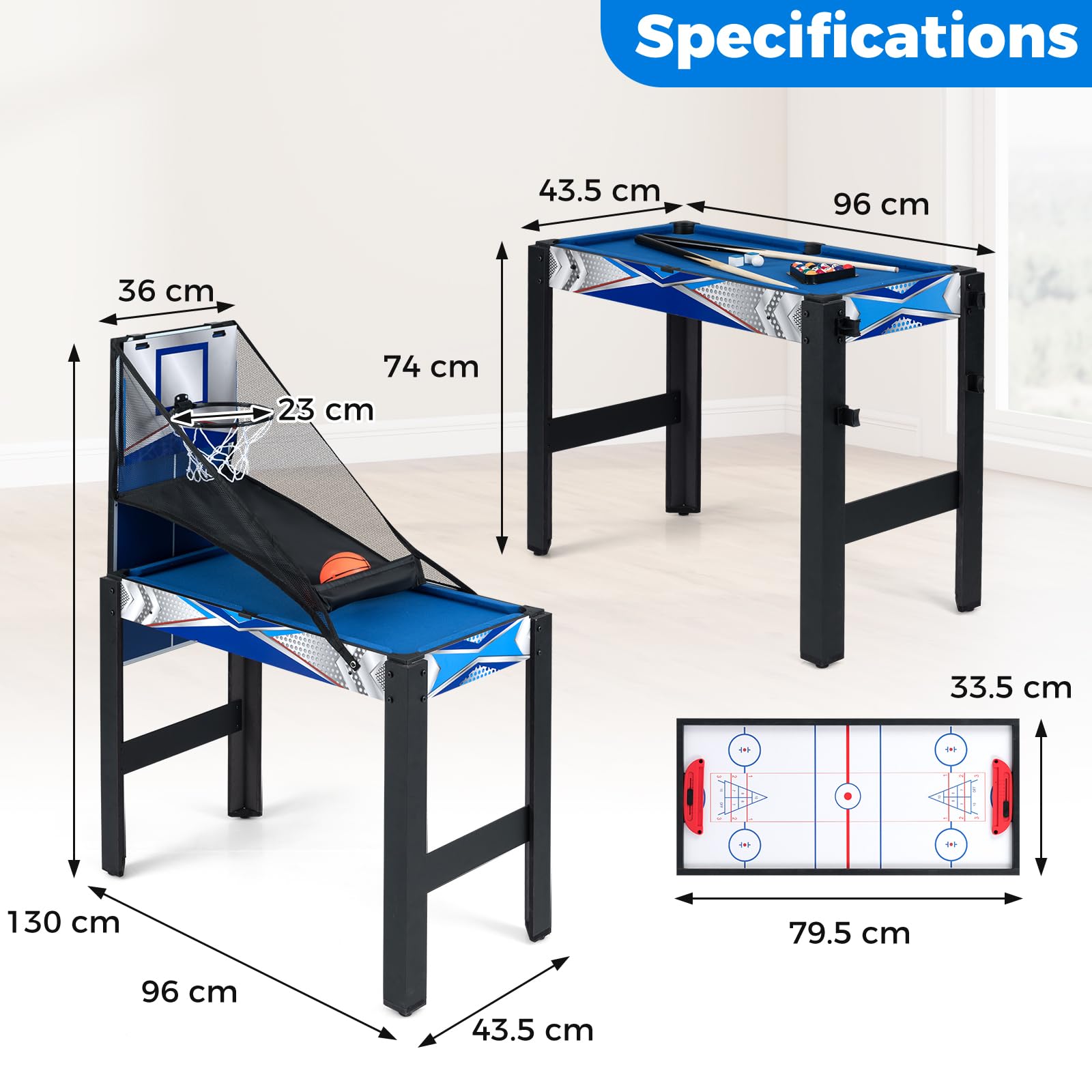 HOMASIS 6 en 1 Table Multi-Jeux avec Basket-Ball, Billard, Ping-Pong, Hockey, Jeu de Palets, Bowling, pour Enfants et Adulte, Table de Jeux pour Maison, Bar, Fêtes, Soirées
