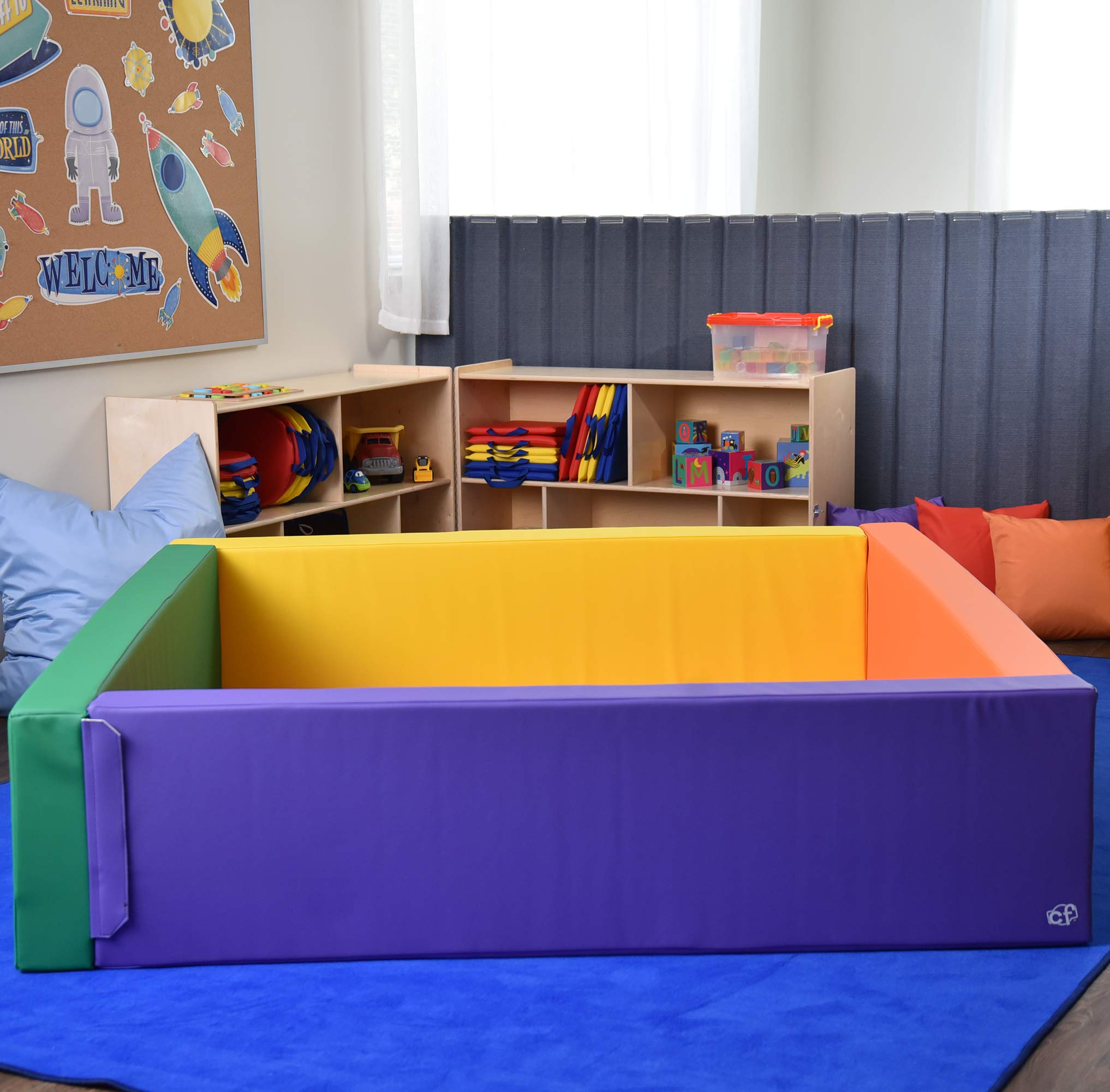 Children's Factory Lollipop Play Yard, Rainbow, CF322-219, Toddler Indoor Playground, Baby Play Mat for Classroom, Daycare or Preschool, Nursery Decor,Multi