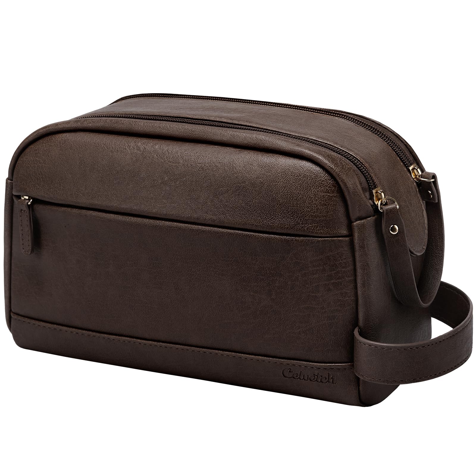 PU Leather Toiletry Bag for Men - Water Resistant Travel Bag for Toiletries Bathroom Essentials Accessories