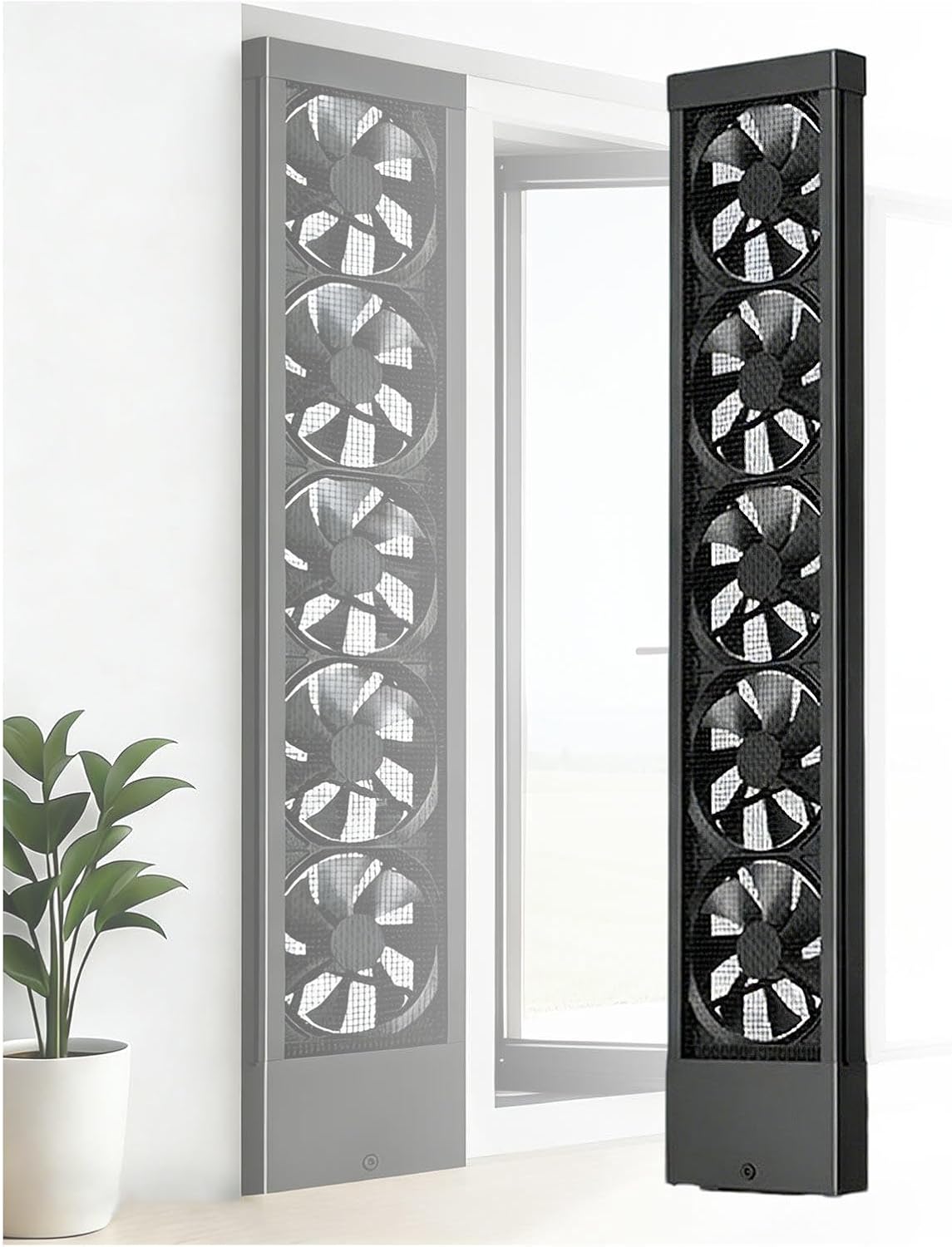 Window Exhaust Fan for Sliding Windows, Adjustable Speed Window Vent Fan, Vertical Fan No Need to Drill Holes embedDed Installation,Black-33.46-35.43in(85-90cm)