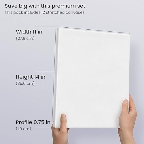 Miniatura 5 de ARTEZA Lienzo estirado de alta calidad, 11 x 14 pulgadas, paquete de 8, tableros de lienzo blanco en blanco para pintura acrílica, óleo y gouache