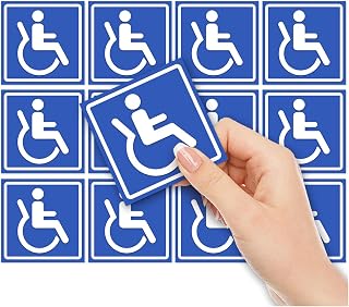 Pack 12 Pcs Handicap Sign Stickers for Handicapped Disable Wheelchair Signs Window Indoor Stairs Outdoor Removable Bumper Stickers Waterproof Vinyl Decals Public Home Accessories