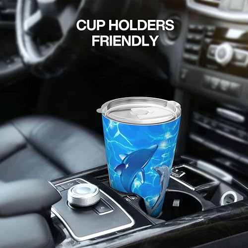 Miniatura 6 de Dolphin Gifts - Vaso de café aislado con diseño de playa de animales, 20 onzas, taza de viaje de cumpleaños, Navidad