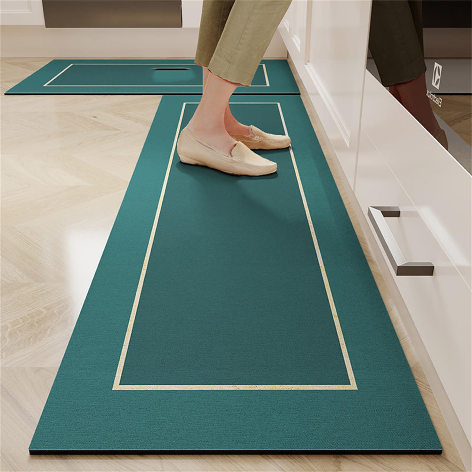 Tapis de sol cuisine lot de 2 pour salle à manger et salon tapis couloir bleu vert